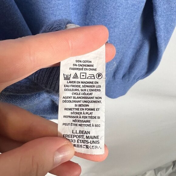 LL Bean‎ Mens Cashmere Cotton V Neck Pullover Sweater Size XL Blue Lightweight - Picture 7 of 7